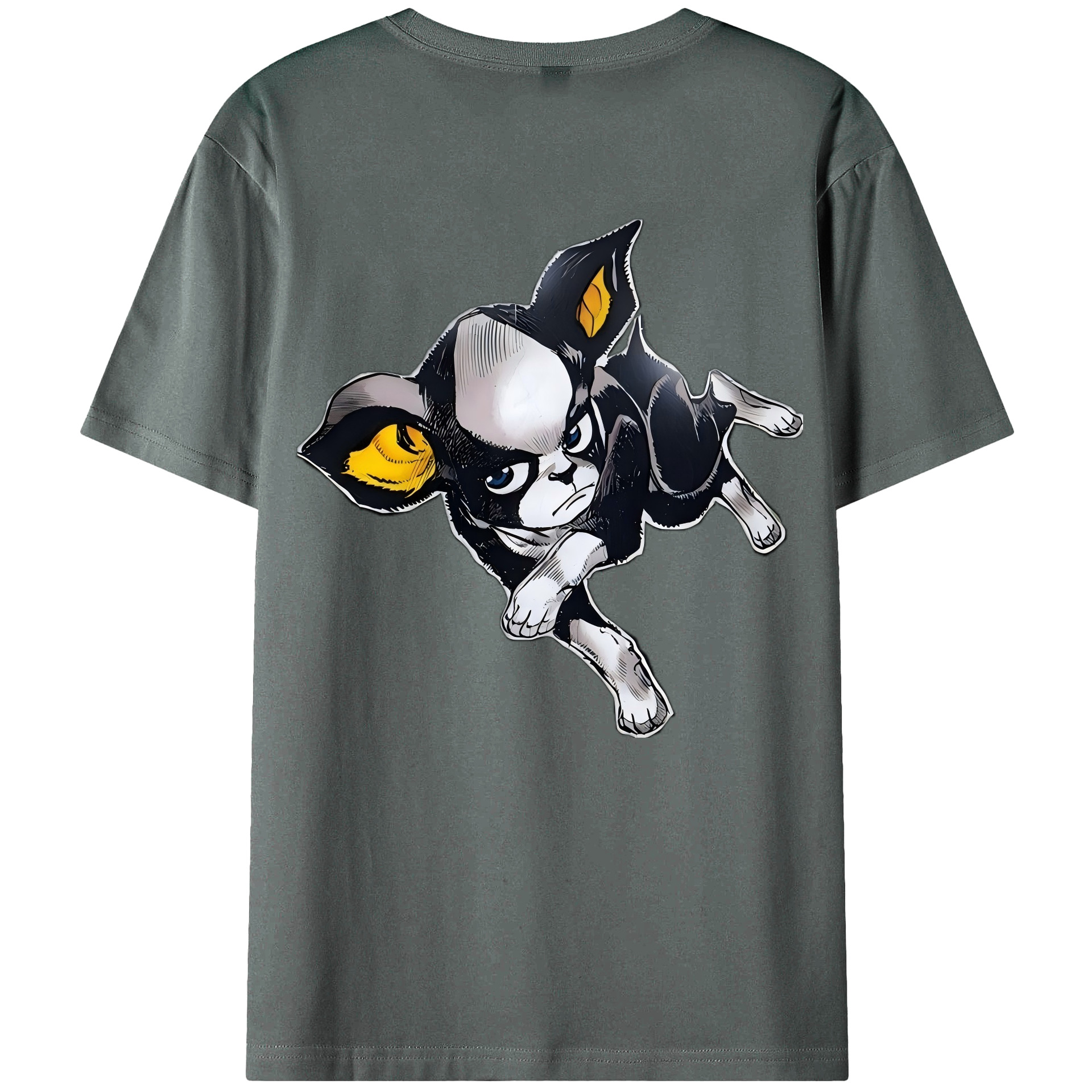 （画像用） ジョジョの奇妙な冒険 イギー JoJo's Bizarre Adventure Iggy 綿100％ メンズ半袖Tシャツ（バックプリント） 通気性